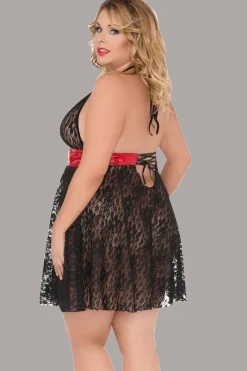 Andalea Negligee & Babydoll * Babydoll schwarz rot Plus Size