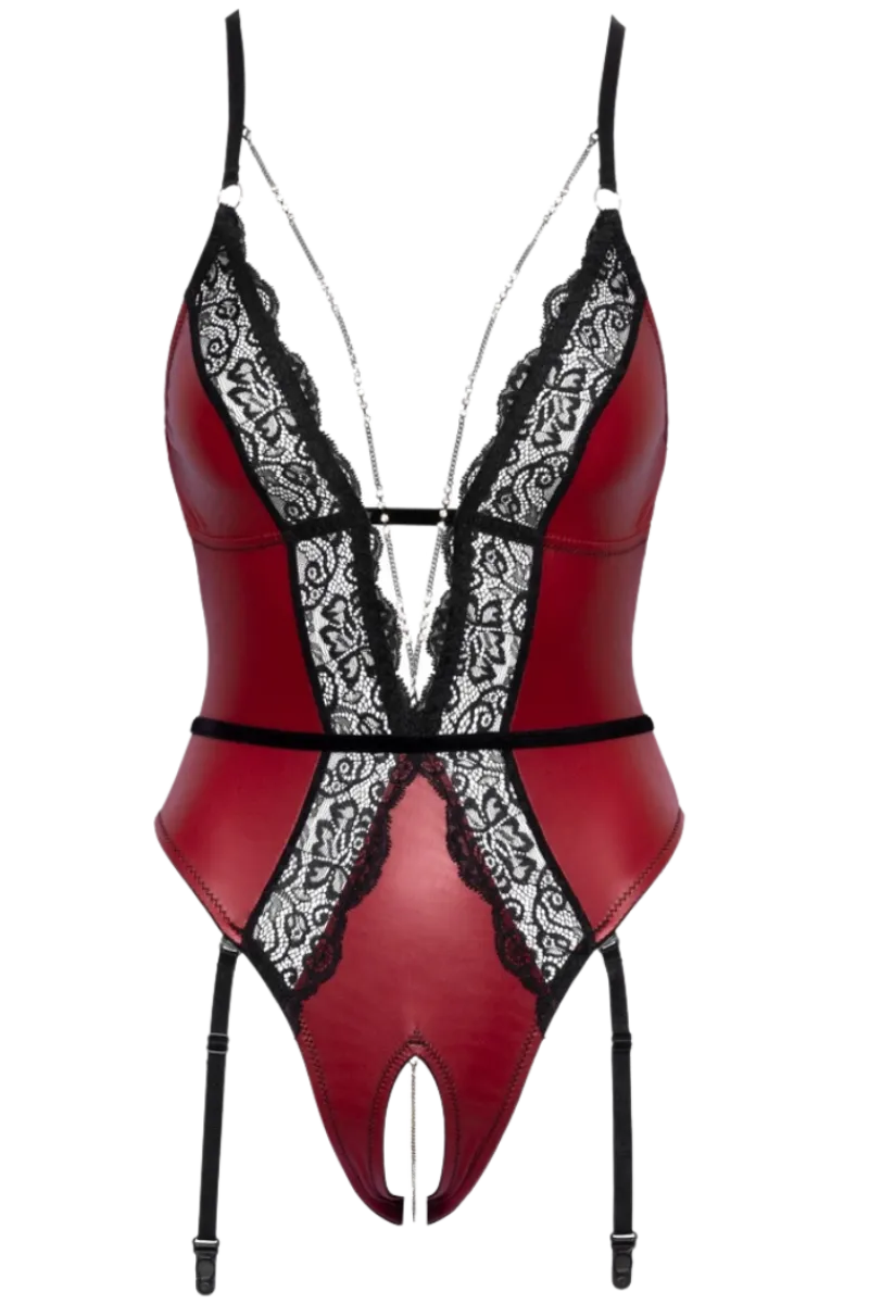 Abierta Fina Bodys * Body ouvert rot chwarz