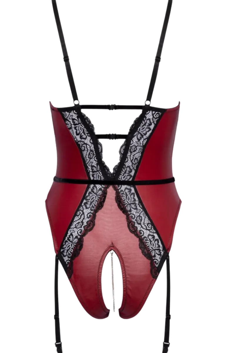 Abierta Fina Bodys * Body ouvert rot chwarz