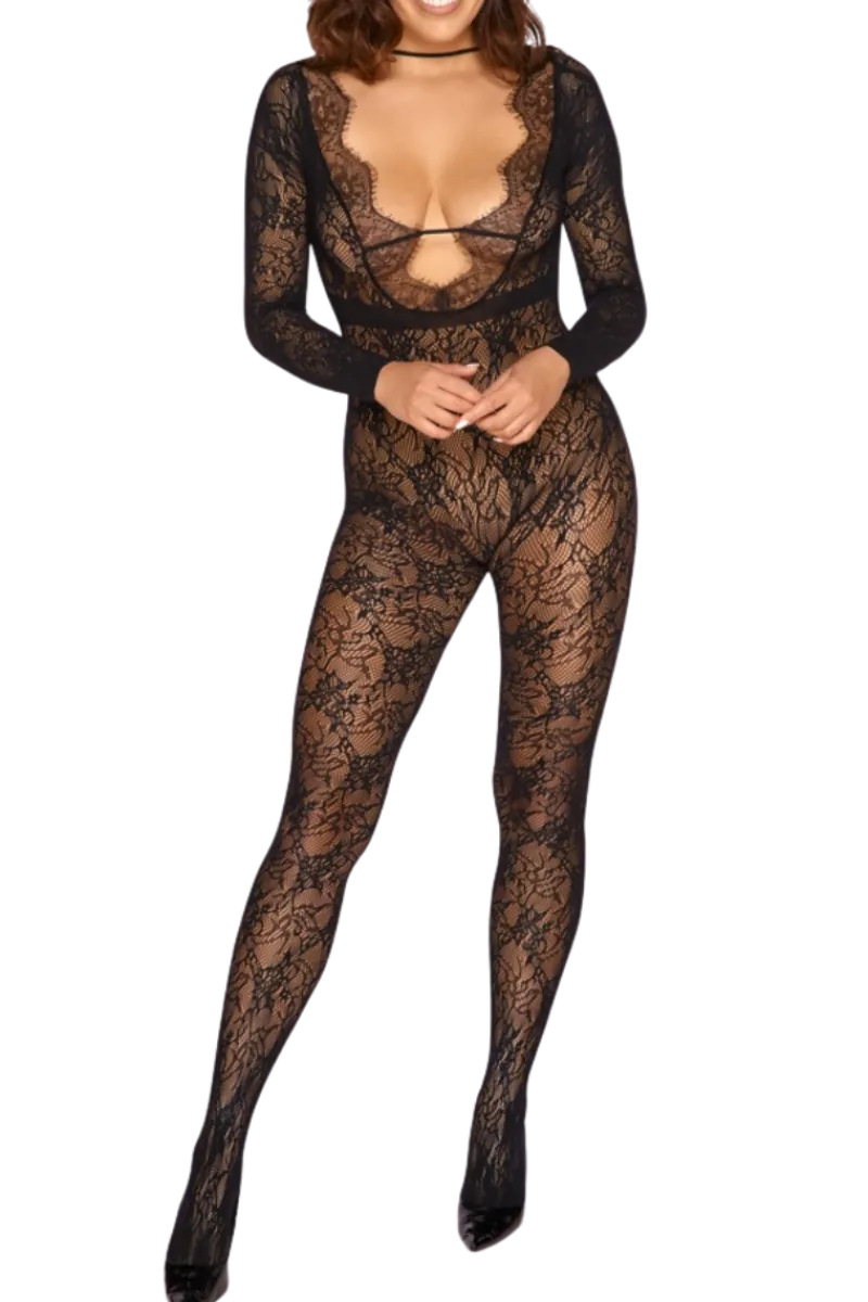 Cottelli Collection Bodystockings & Netz * Catsuit Spitzenoptik ouvert
