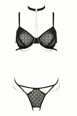 KOTEK Reizwäsche Sets * Dessous-Set schwarz-gold