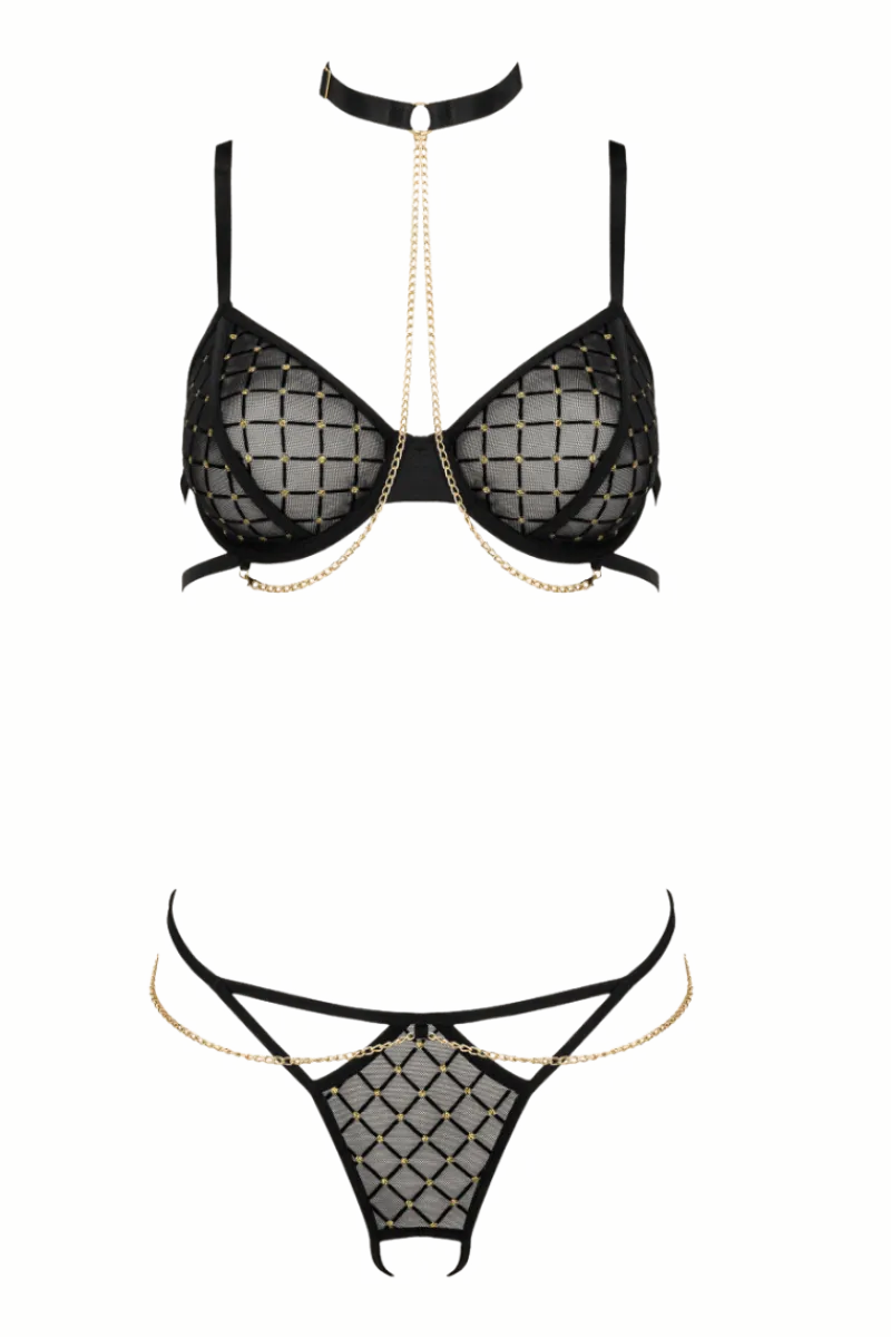 KOTEK Reizwäsche Sets * Dessous-Set schwarz-gold