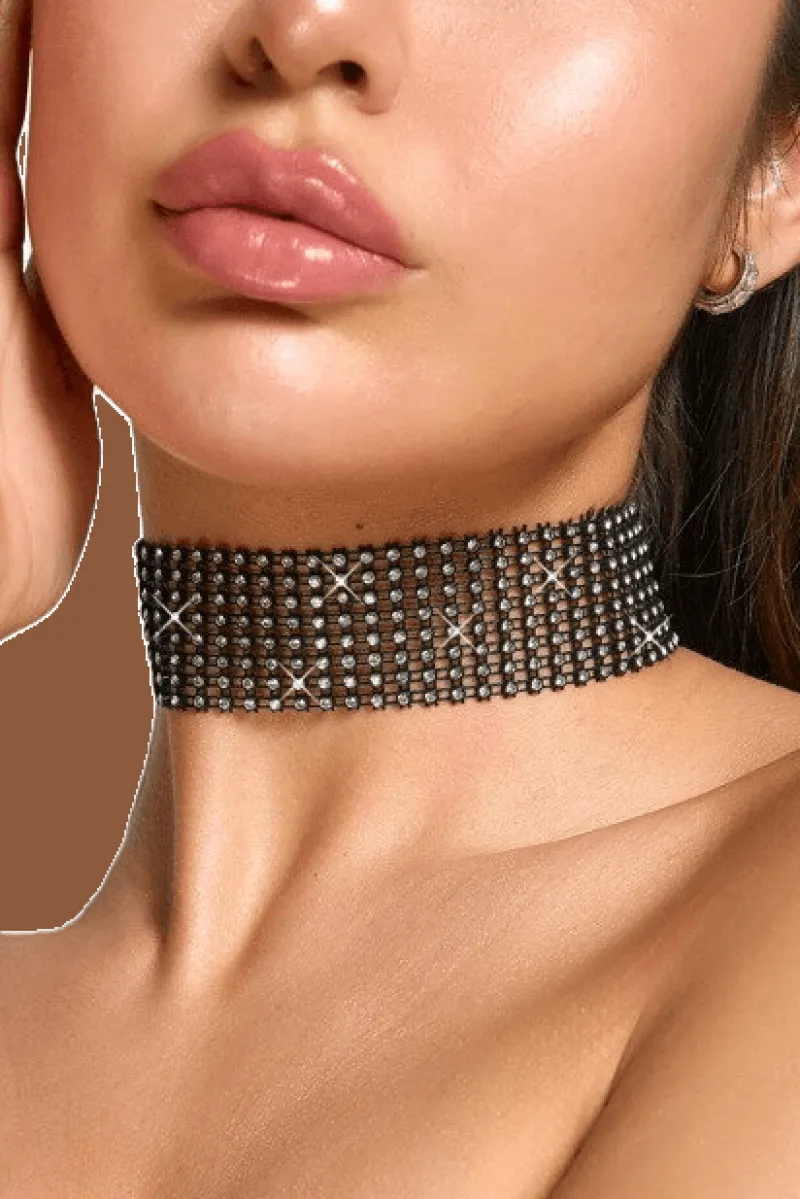 Cottelli Collection Körperschmuck * Halsband mit Strasssteinen