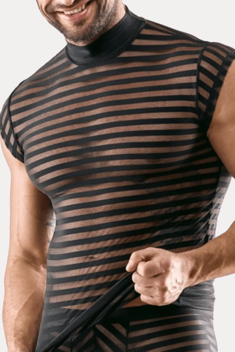 SVEN JOY MENT Männer Outfits * Herren hirt it tranparenten treifen