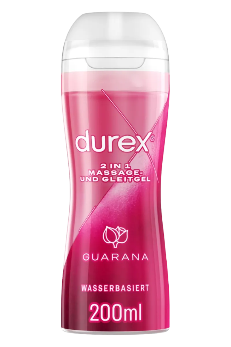 Durex Gleitgel & Massageöl * 2in1 Gleit- und Massagegel - 200ml - Wasserbasis Guarana Aroma - Play