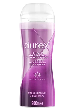 Durex Gleitgel & Massageöl * 2in1 Massage- und Gleitgel - 200ml Wasserbasis - Aloe Vera - Play