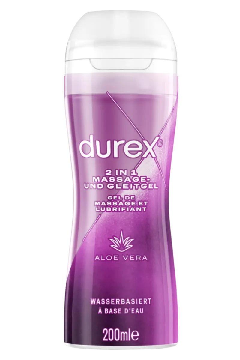 Durex Gleitgel & Massageöl * 2in1 Massage- und Gleitgel - 200ml Wasserbasis - Aloe Vera - Play
