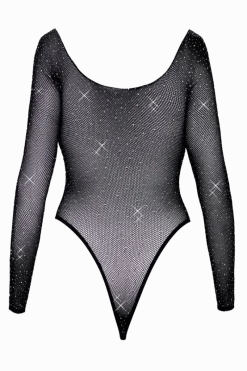 Fantasy by Cottelli Bodys|Bodystockings & Netz * Langarm-Netzbody Glitzer