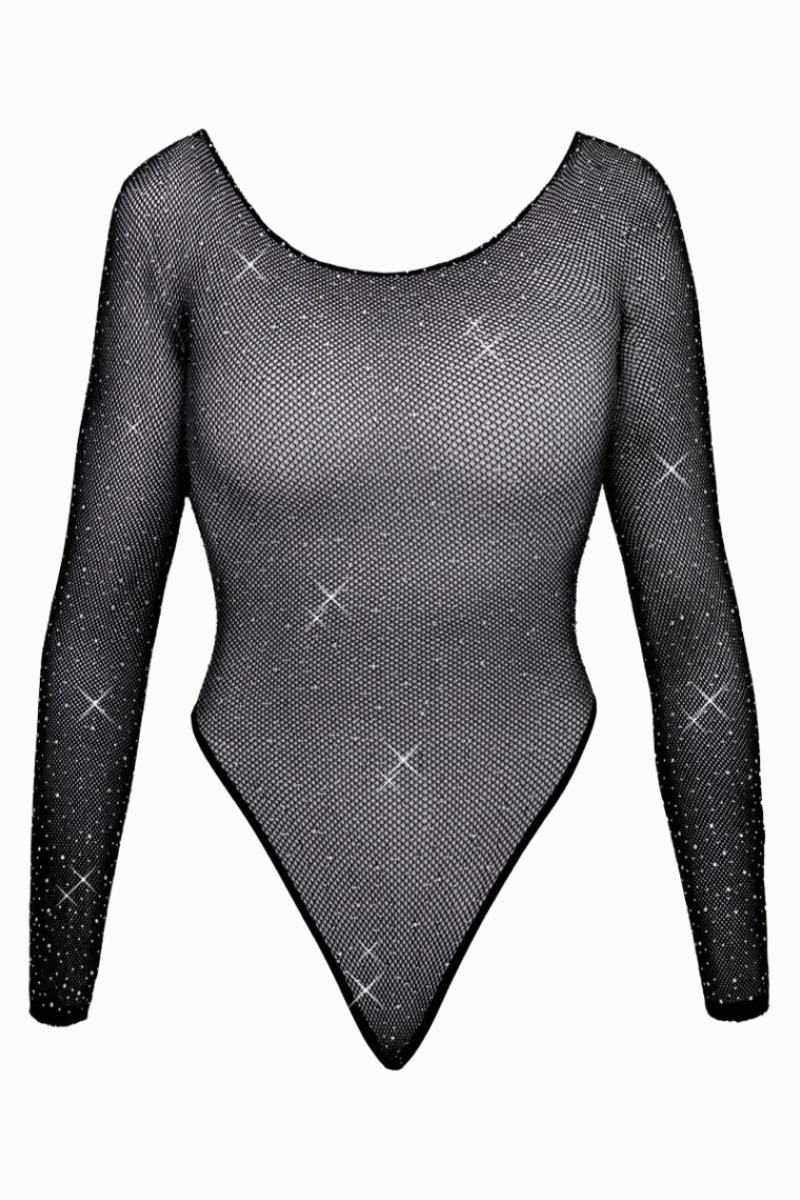 Fantasy by Cottelli Bodys|Bodystockings & Netz * Langarm-Netzbody Glitzer