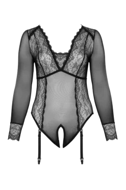 Cottelli Collection Plus Size Bodys * Langarm-Strapsbody schwarz Plus Size