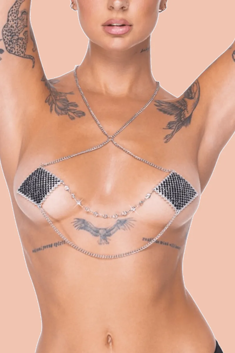 Cottelli Collection Nipple Pasties * Nipple-Pasties silber Neckholder