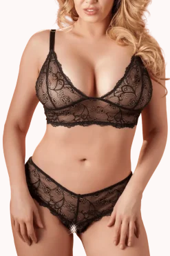 Cottelli Collection Plus Size Reizwäsche Sets * Ouvert Dessous Set schwarz Plus Size
