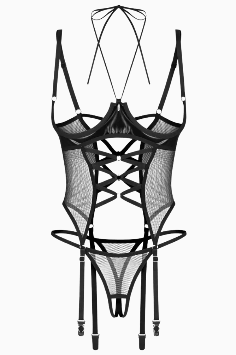 Obsessive Reizwäsche Sets|Strapscorsagen * ouvert Netzstrapshemd - Set