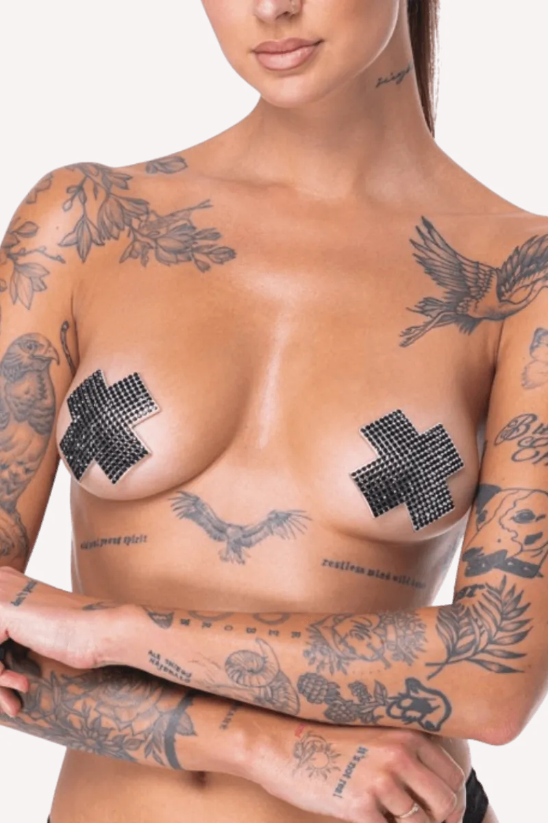 Cottelli Collection Nipple Pasties * Pasties Kreuz mit Strass