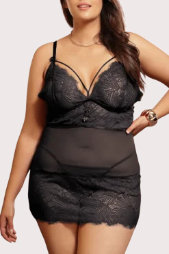 Liebeslust Negligee & Babydoll * schwarzes Babydoll-Set Plus Size