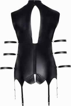 Cottelli Collection Plus Size Strapscorsagen|Kinky * schwarzes Bondage Wetlook Strapshemd Plus Size