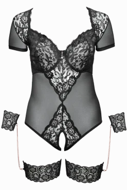Cottelli Collection Plus Size Bodys * Spitzenbody mit Fesseln Plus Size