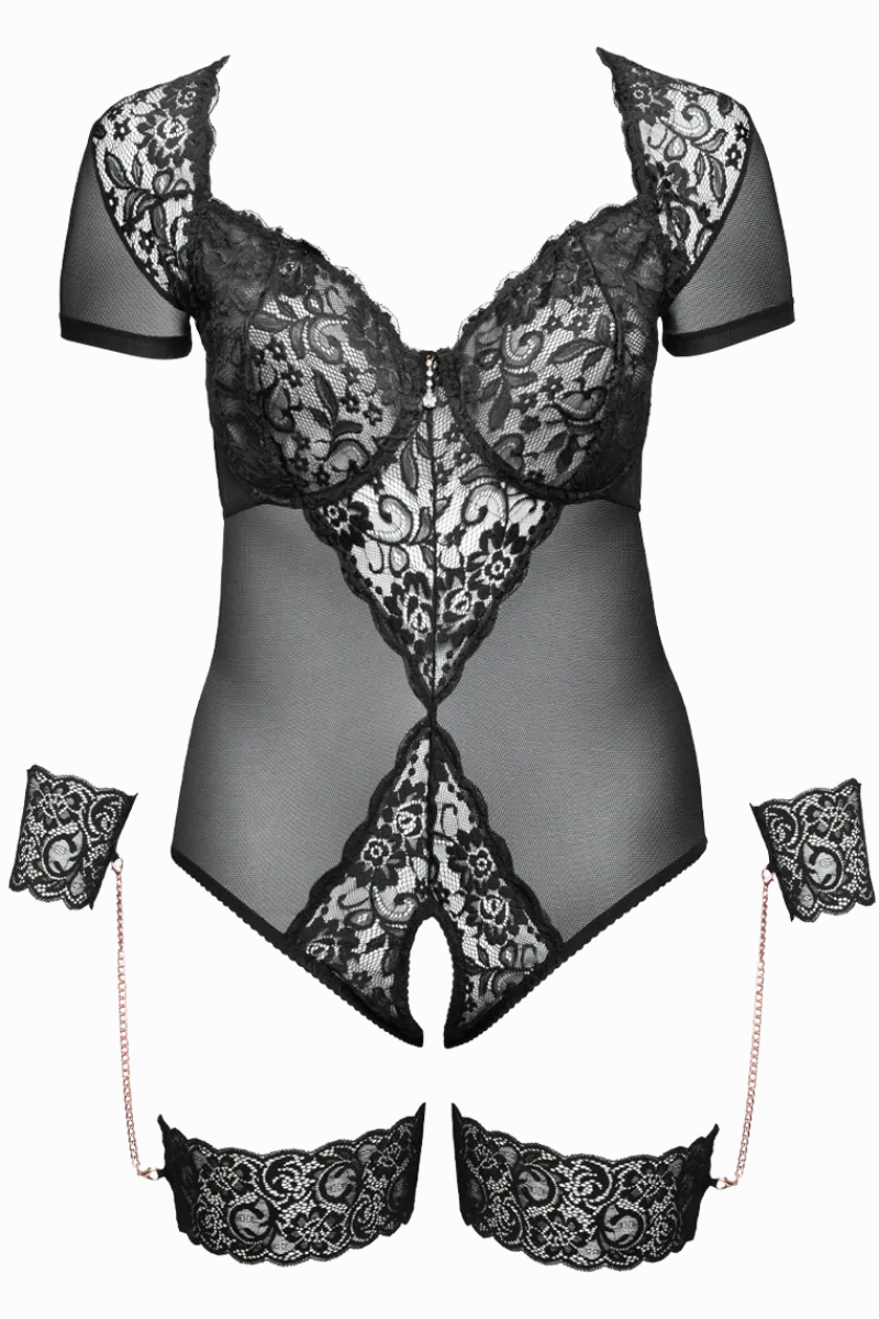 Cottelli Collection Plus Size Bodys * Spitzenbody mit Fesseln Plus Size