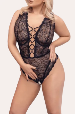 Cottelli Collection Plus Size Bodys * Spitzenbody mit Zierschnürung Plus Size