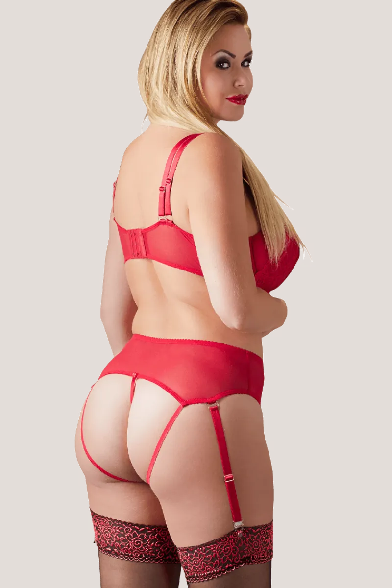 Cottelli Collection Plus Size Reizwäsche Sets * Straps-Set rot Plus Size