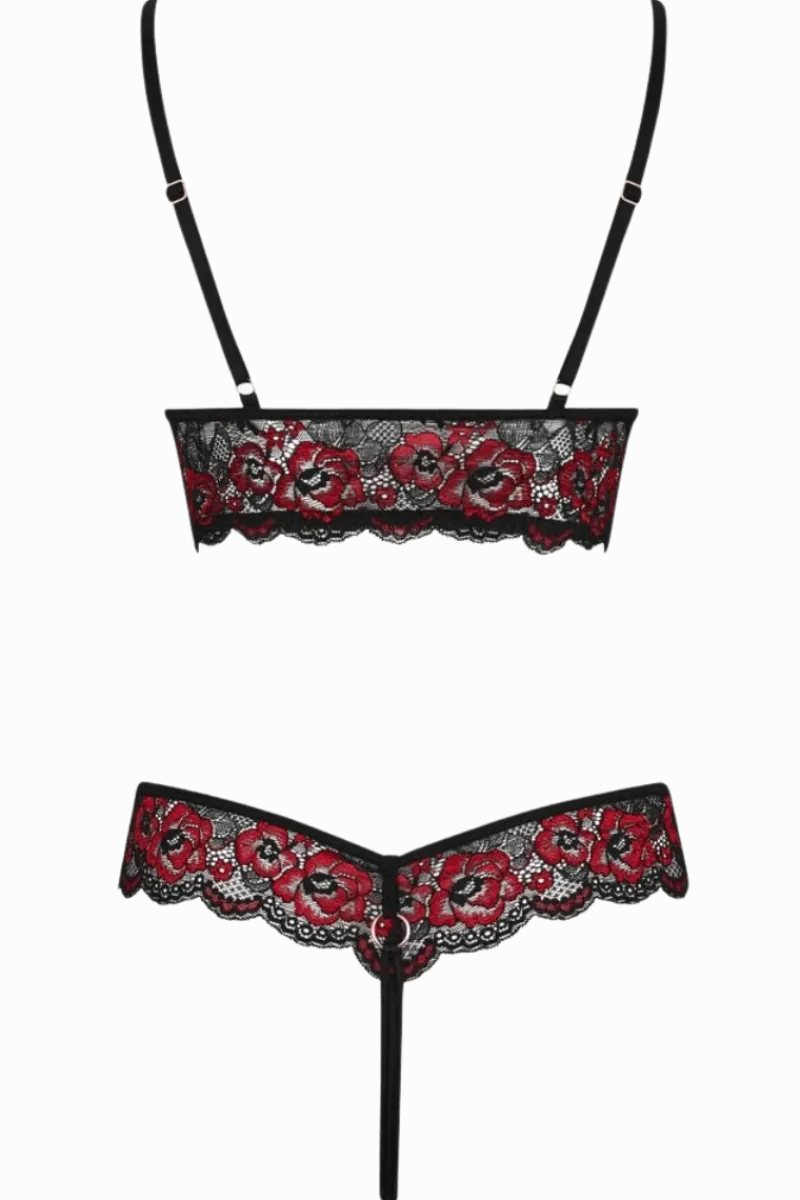 Cottelli Collection Bodys * String-Body ouvert mit floraler Spitze