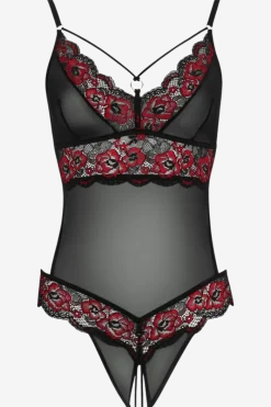 Cottelli Collection Bodys * String-Body ouvert mit floraler Spitze