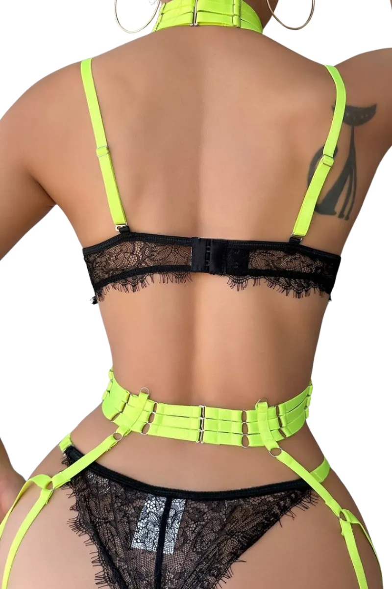 Liebeslust Reizwäsche Sets|Neon Dessous * 3tg. Deou et neon chwarz