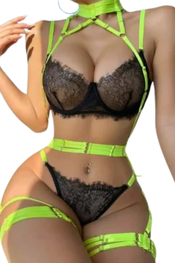 Liebeslust Reizwäsche Sets|Neon Dessous * 3tg. Deou et neon chwarz