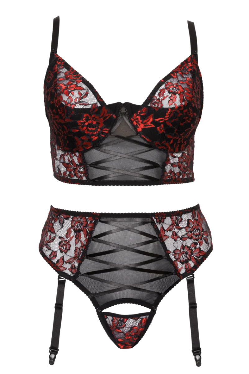Cottelli Collection Plus Size Reizwäsche Sets * 2tlg. Dessous Set Plus Size rot schwarz