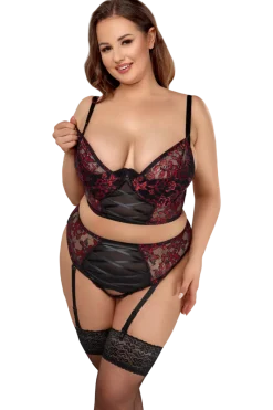 Cottelli Collection Plus Size Reizwäsche Sets * 2tlg. Dessous Set Plus Size rot schwarz