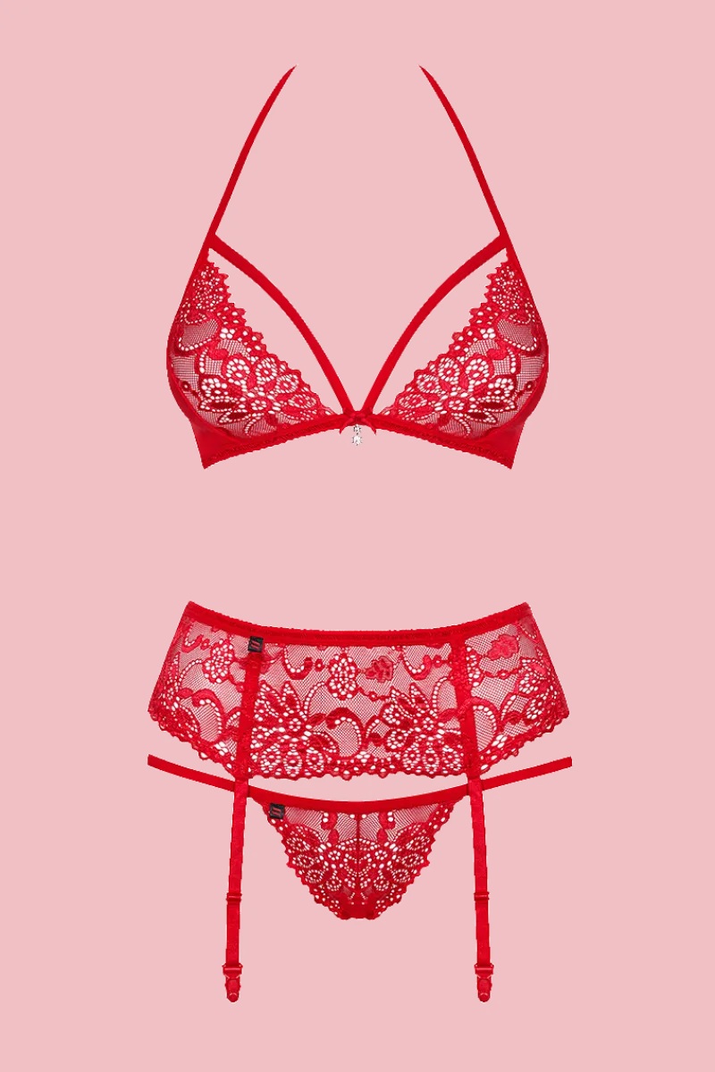 Obsessive Reizwäsche Sets * 3tlg. rotes Dessous Set