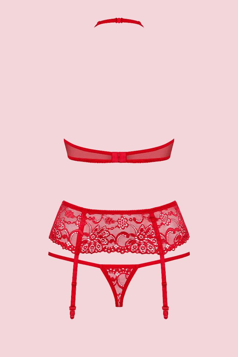 Obsessive Reizwäsche Sets * 3tlg. rotes Dessous Set