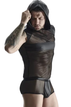 Regnes Fetish Planet Männer Outfits * Wetook Netz Kapuzenhirt