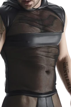 Regnes Fetish Planet Männer Outfits * Wetook Netz Kapuzenhirt