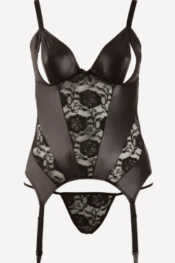 Cottelli Collection Plus Size Strapscorsagen|Kinky * Wetlook Strapshemd Plus Size