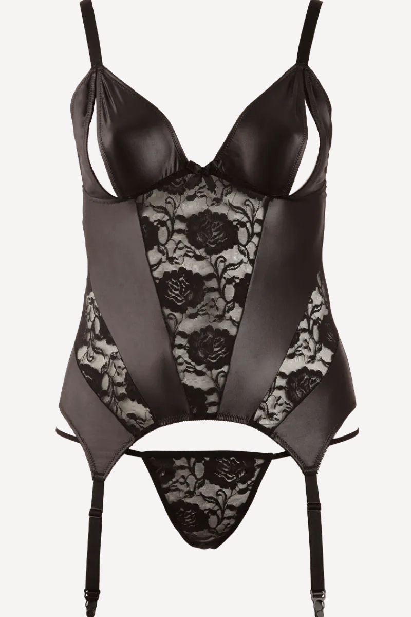 Cottelli Collection Plus Size Strapscorsagen|Kinky * Wetlook Strapshemd Plus Size